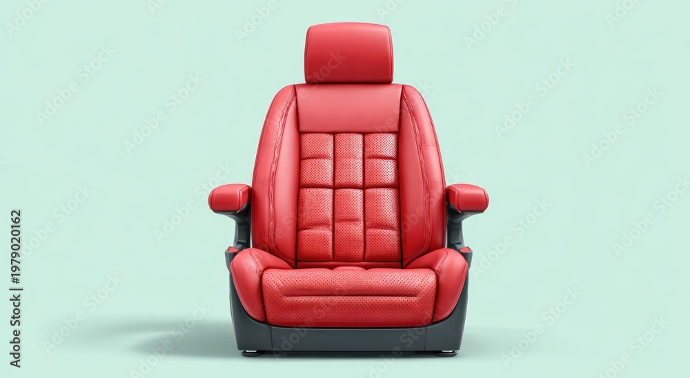 Fototapeta premium Luxurious red leather car seat with plush cushioning and ergonomic design