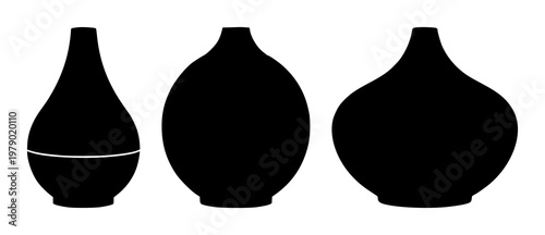 Aromatherapy oil diffuser set with solid black icon on a white background featuring aromatherapy, oil diffuser, icon with black and white and vector illustration