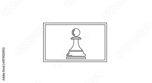 Chess Pawn Icon on White Background - Strategic Game Piece Symbol