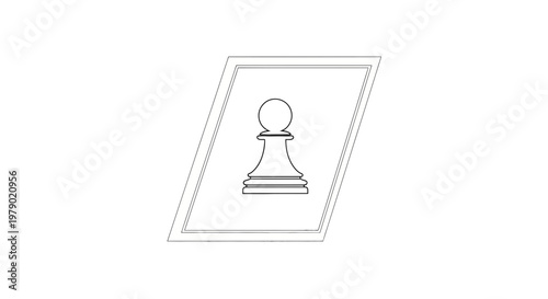 Chess Pawn Icon in Frame, Strategy Game Piece, Minimalist Design