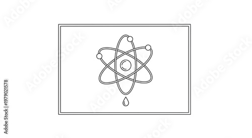 Atomic Structure Icon with Droplet, Science and Research Concept