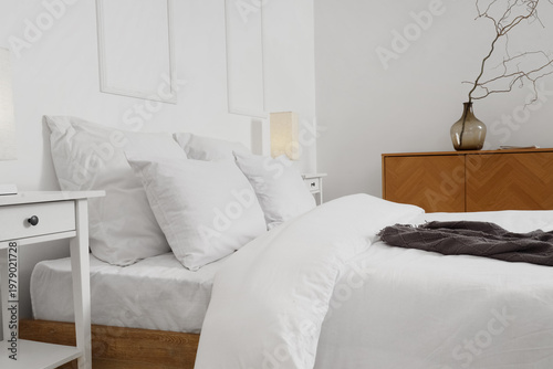 Interior of hotel room with...
