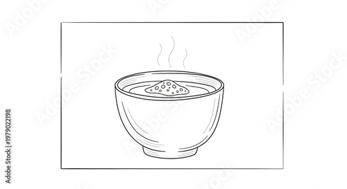 Steaming Bowl of Hot Soup with Croutons, Comfort Food, Cozy Meal, Warm Dish