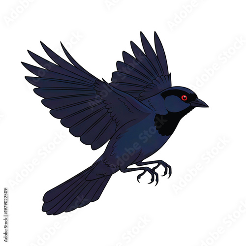 Soaring Raven: A sleek raven takes flight, its ebony plumage glistening as it glides gracefully through the air. Capturing the spirit of freedom and the mystery of nature.