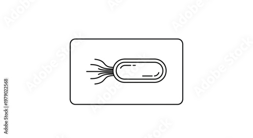 Simple Line Art Icon of a Bacterium with Flagella on White Background