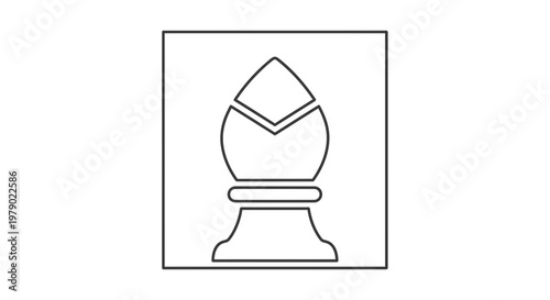 Simple Line Art Icon of a Chess Bishop Piece on White Background