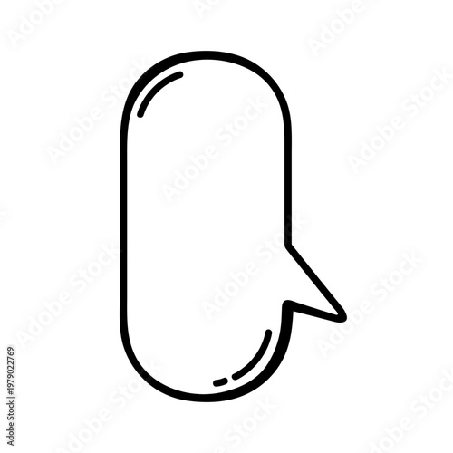 Vertical comic speech bubble vector illustration. Hand drawn oval frame with copy space. Symbol of conversation, thought, talk, idea. Black and white doodle, cartoon sketch. Funny empty text box