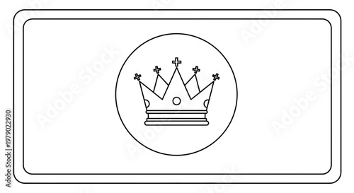 Royal Crown Icon in Circle, Simple Line Art Emblem, Regal Symbol