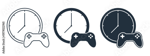 Game Time Icon. Gaming Session Schedule and Playtime. Vector Illustration