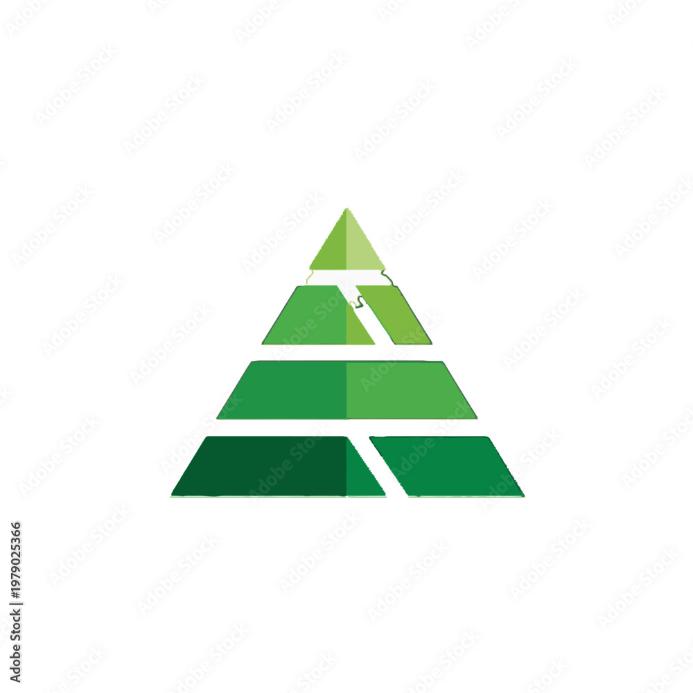 Fototapeta premium Green pyramid logo with gradient colors.