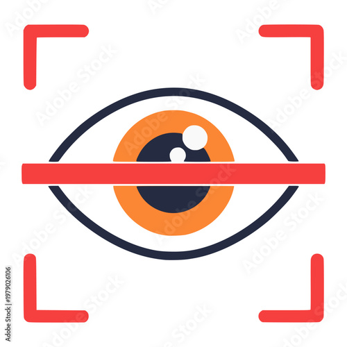 eye scanner protected security privacy flat color vector illustration template design
