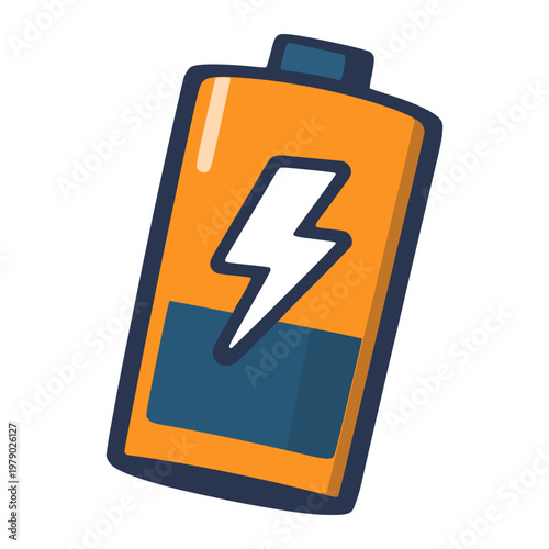 battery energy power charge technology flat color vector illustration template design