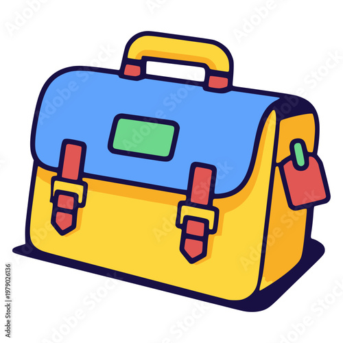 suitcase travel baggage trip vacation flat color vector illustration template design