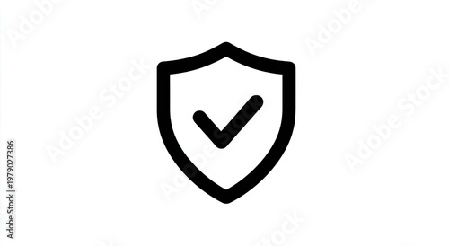 Free Download Minimalist black shield icon with a checkmark, signifying protection or verification - GFXLoad