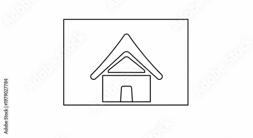 Minimalist House Icon Outline Vector Art