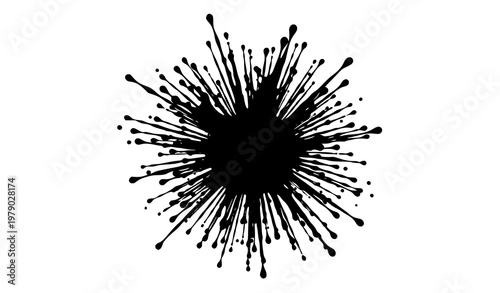 Dark splash sunburst vector abstract radiating droplets design