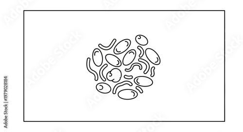 Microscopic View of Bacteria and Microorganisms in a Cluster