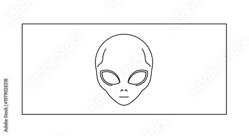 Minimalist Alien Head Outline - Extraterrestrial Life Concept