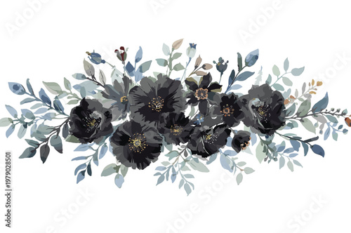 Swarm of black insects clustered together on a surface isolated on white background