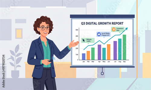 Business Presentation Growth Chart Professional Illustration Design