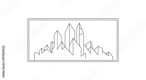 Minimalist Cityscape Outline: Geometric Skyline Abstract Art