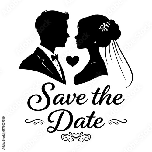 Konstfotografi Wedding Save The Date Silhouette Of Bride And Groom Couple With Heart