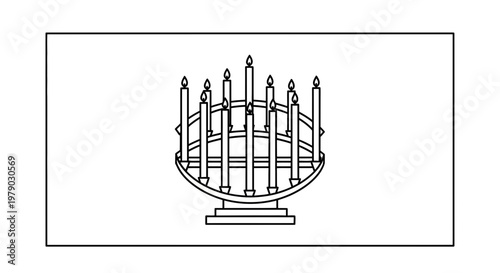 Hanukkah Menorah Line Art Illustration