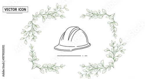 Hard Hat Icon, Construction Safety Helmet, Vector Graphic, Protective Gear, Industry Symbol