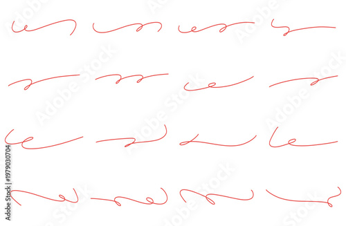 手書きのアンダーライン 赤ペンで書いたようなおしゃれな罫線セット