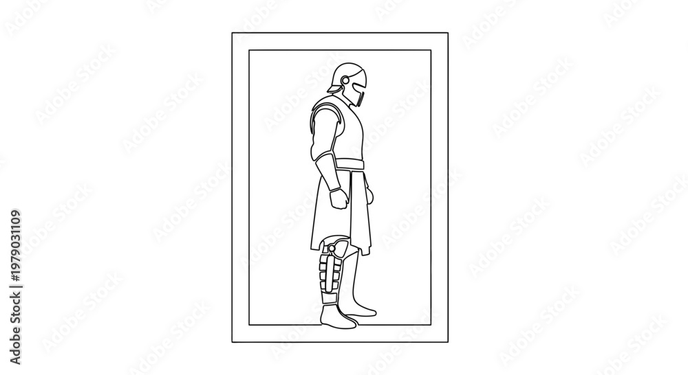 Fototapeta premium Fantasy Warrior Character Design, Medieval Knight Armor, Profile View