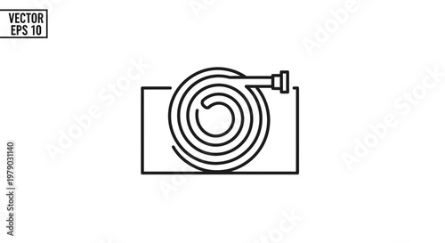 Fire Hose Coil Icon, Emergency Equipment, Water Supply, Firefighting Symbol