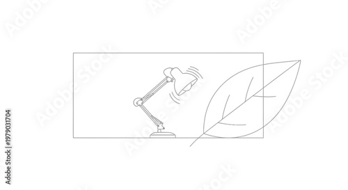 Desk Lamp Illuminating a Leaf: Concept of Eco-Friendly Lighting and Nature