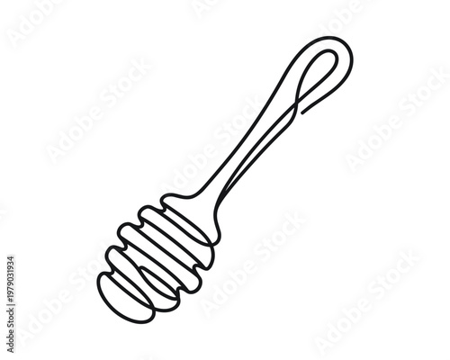 Honey dipper stick for serving honey natural food utensil object for kitchen vector