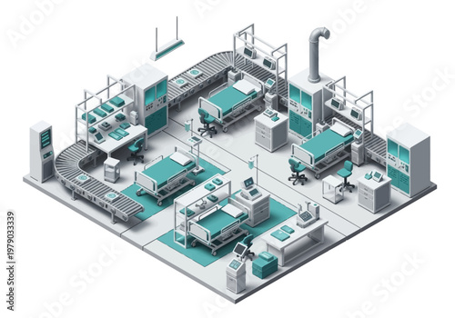 Modern hospital ward with advanced technology and medical equipment for patient care