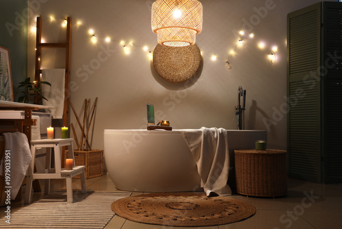 Interior of bathroom with g...