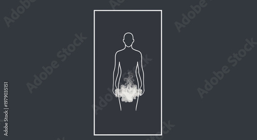 Abstract Human Silhouette with Swirling Smoke Effect in Pelvic Area