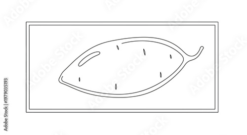 Abstract Leaf Outline with Internal Details and Stem - Minimalist Vector Art