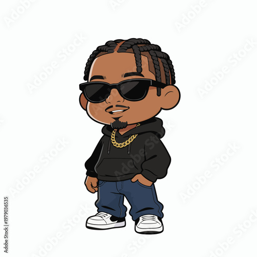 cute chibi rapper vector image
