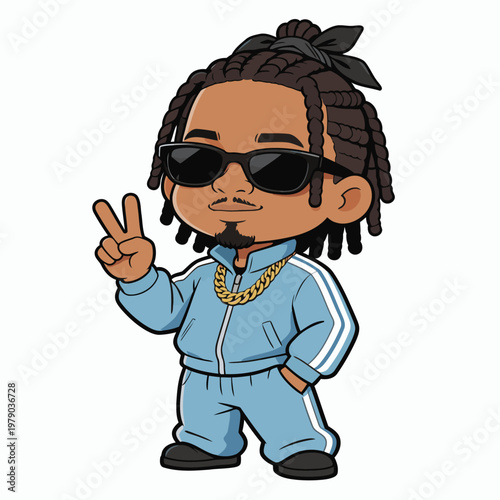 cute chibi rapper vector image
