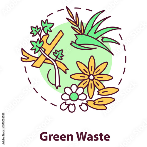 Green Waste for Eco-Conscious Composting: An illustration of diverse organic materials, representing the essence of green waste and its significant role in sustainable composting.