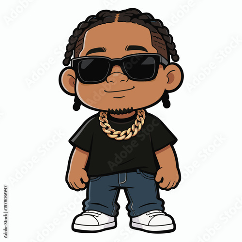 cute chibi rapper vector image