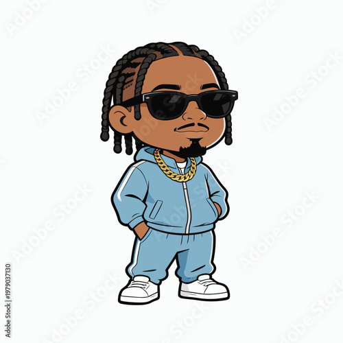cute chibi rapper vector image