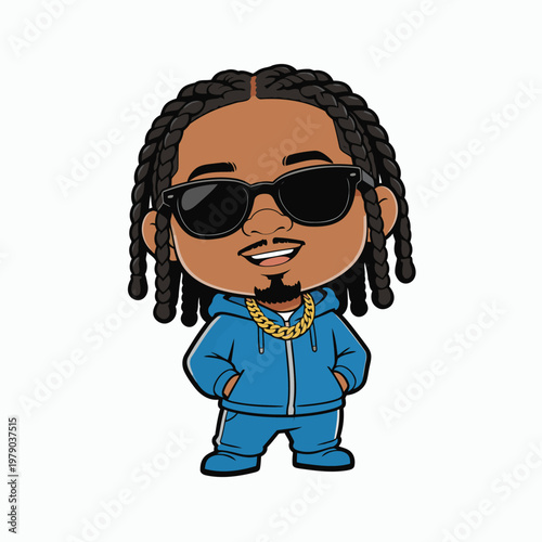 cute chibi rapper vector image