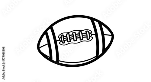 American Football Icon, Black and White Outline, Simple Sports Symbol