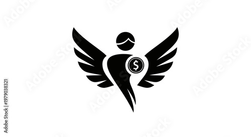 Angel Investor Icon with Dollar Sign, Business Concept