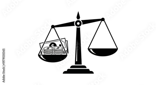 Balance scale with money on one side and empty on the other