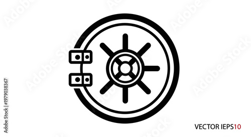 Bank Vault Door Icon, Security Safe Lock, Financial Protection Symbol