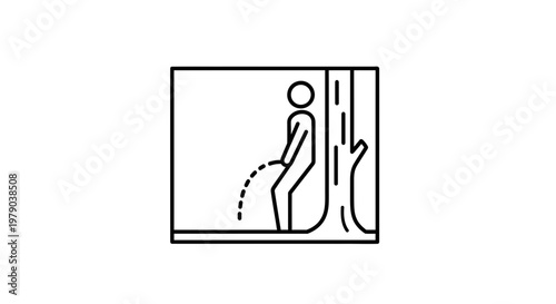 Man Urinating Outdoors Next to Tree, Public Urination Icon