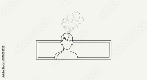 Man with ideas, lightbulb above head, brainstorming, creative thinking, innovation, concept