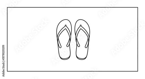 Minimalist Line Art of Flip Flops - Summer Beach Footwear Icon
